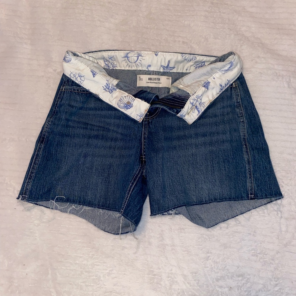 Hollister Indigo Denim Shorts with Floral Trim